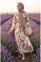 Patterned Belted Linen Dress 0471A-08 Beige Taba - 3