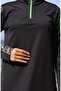 Contrast stripe zippered 4-piece hijab swimsuit set 2503-01 black green - 4