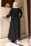 Oysho Fabric Patterned Skirt Hijab Set 0218-05 Black - 2