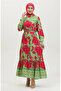 Viscose Large Floral Print Belted Dress 0386-04 Light Green