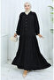 Viscose Fabric Half Button Dress 0062-04 Black