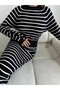 Striped Skirted Knitwear Set Black - 7