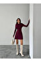 High Neck Mini Dress - Burgundy