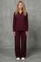 Burgundy Basic Women's Shirt Trousers Double Set Mg2352 - 2