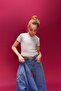 Corded Fabric Ribbed Knit T-Shirt for Girls H0719A826Sm - 3
