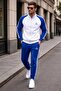 Men's 2-Thread Jersey Fabric Wide-Leg Blue White Tracksuit Set
