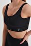 Women's Zipper Detailed Black Bustier / Sports Bustier - 4