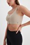 Sports Bustier Zipper Detailed Crop Top Beige - 5