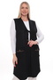 Women's Long Pocketed Vest with Lacing Seasonal Crystal Mother Viscose Hijab Tunic - 3