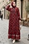 Bat Sleeve Half Button Woven Viscose Dress 1483 - Burgundy - 3