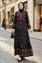 Bat Sleeve Half Button Woven Viscose Dress 1483 - Black - 4