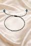 Adjustable Black String Bracelet with Dorika Blue Glass Evil Eye Beads - 2