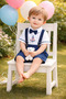 Blue Anchor Printed Shorts Salopette Suit