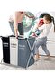 3-Section Foldable Laundry Basket, Waterproof Clothes Hamper with Aluminum Frame - 3