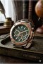 Men's Wristwatch |   44mm Steel Case, Light Brown Leather Strap, Green Dial - 3