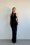 Degaje Collar Lace Detail Black Designer Dress - 3