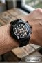 Black Men's Wristwatch |   44mm Steel Case, Black Leather Band, Black Dial - 2