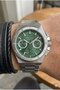 Powerful Design Men's Wristwatch |   45mm Steel Case, Silver Metal Band, Green Dial - 5