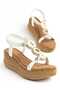 Malaga White Wedge Heeled Women's Sandals - 4