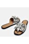 Large size women's genuine leather slippers 41-42-43-44-silver - 5
