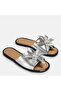Large size women's genuine leather slippers 41-42-43-44-silver - 2