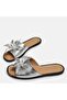 Large size women's genuine leather slippers 41-42-43-44-silver - 4