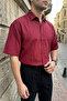 Saga High Quality Modal Men's Short Sleeve Claret Red Shirt Premium Textured - 2