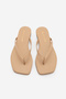 Women's Thin Strapped Flip-Flops with Blunt Toe Daily Wear t Slipper Nelvin Beige - 7