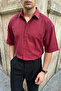 Saga High Quality Modal Men's Short Sleeve Claret Red Shirt Premium Textured - 5