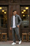 Aniva Gray Men's Striped Wide Fit Double Suit Jacket and Trousers