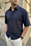 Saga High Quality Modal Men's Short Sleeve Navy Blue Shirt Premium Textured - 5