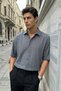 Saga High Quality Modal Men's Short Sleeve Gray Shirt Premium Textured - 2