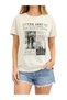 Unisex Vintage Newspaper Printed Oversized Beige T-Shirt 100% Cotton Streetwear