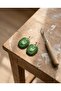 Green Natural Stone Look Polymer Clay & Epoxy Design Earrings (Stainless Steel Nails) - 4