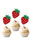 12-Pack Strawberry Themed Glitter Cupcake Decoration Birthday Party Decor