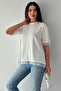 Women's Lace Detailed T-Shirt – Black Lace Back Stylish Blouse - 2
