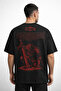 Oversize Black T-Shirt Red Knight Printed 100% Cotton Unisex Streetwear