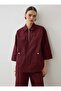 Gabardine Fabric Pocket Detailed Zippered Suit - Claret Red - Exclusive - 5