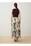 Chiffon Green Leaf Patterned Skirt - Patterned - - 7