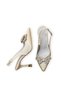 Women's Stiletto Gold Satin Pointed Toe Medium Heel with Stone Buckle New Season F6176 - 4