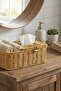 Rattan Wicker Look Organizer Basket with Divided Lid and Napkin Holder Multi-Purpose Organizer - 3