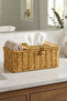 Rattan Wicker Look Organizer Basket with Divided Lid and Napkin Holder Multi-Purpose Organizer - 4