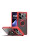 Tecno Pova 6 Pro Compatible Case with Ring Stand Extra Shock Protection Hard Silicone Cover - Red