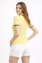 Women's Black Ribbed Polo Neck Short Sleeve Knitted T-Shirt - Slim Fit Blouse with Contrast Stripes - 3