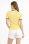 Women's Black Ribbed Polo Neck Short Sleeve Knitted T-Shirt - Slim Fit Blouse with Contrast Stripes - 4