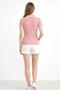 Women's Black Ribbed Polo Neck Short Sleeve Knitted T-Shirt - Slim Fit Blouse with Contrast Stripes - 3