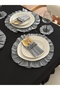 6-Piece Checkerboard Linen Fabric 3-Compartment Spoon Holder with Ruffle Detail / Fork-Spoon-Knife Holder - 3