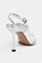 Zoya Silver Patterned Cross Strap Thin Heeled Women's Sandals - 4