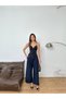 New Season Woven Fabric Front Detail Bridged Buttoned Wide Leg Palazzo Pants - 8