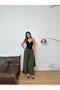 New Season Woven Fabric Front Detail Bridged Buttoned Wide Leg Palazzo Pants - 6